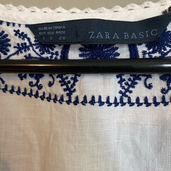 Zara 100% Linen Embroidered Dress Size S - Picture 7 of 8